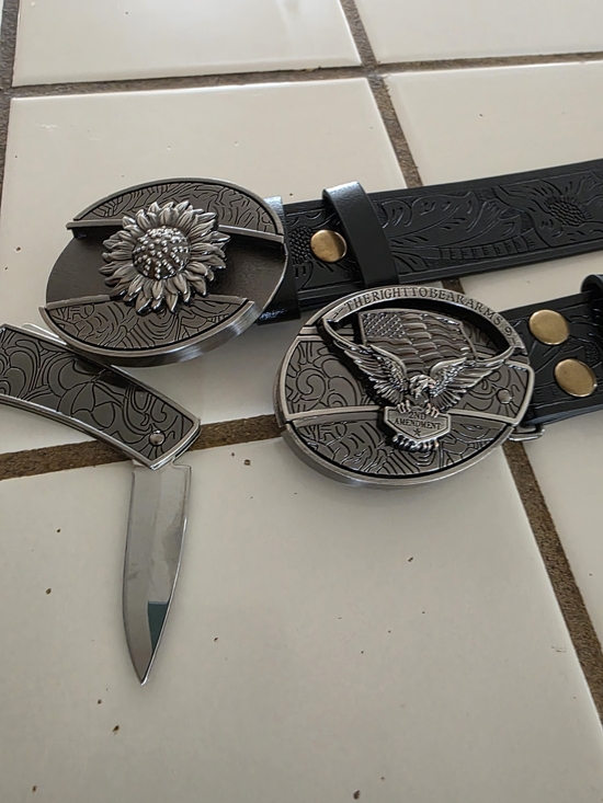 Tooled Black Floral Leather Belt main image 6